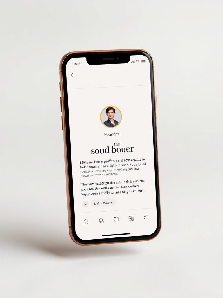 Mobile mockup of a minimal founder link-in-bio page